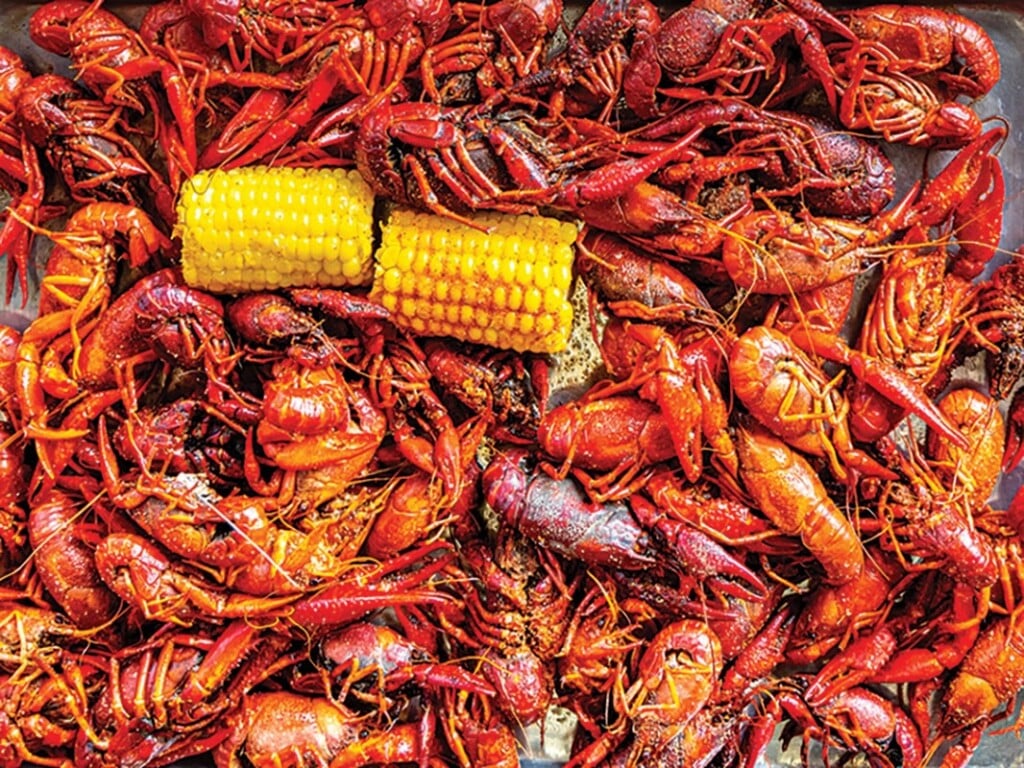 Boiled Crawfish With Yellow Corn On The Cob