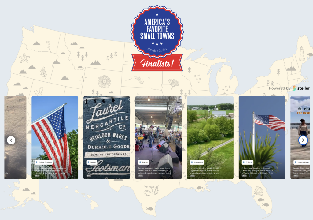 Screenshot from America's Favorite Small Towns Contest National Finalists Dashboard