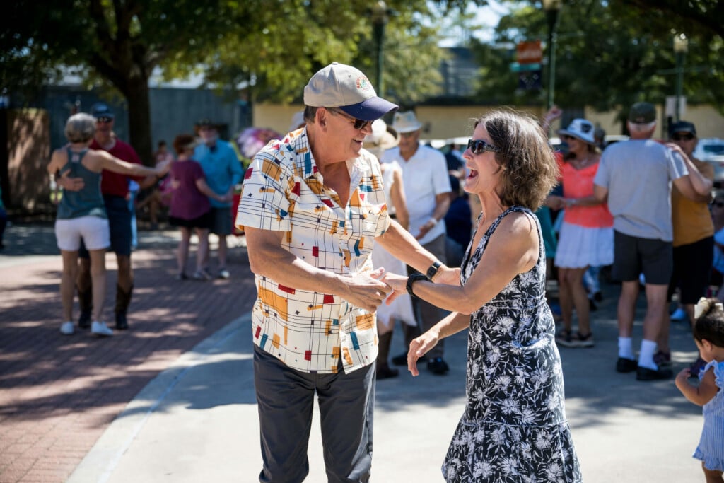Couple dancing at Downtown Lafayette Bach Lunch series