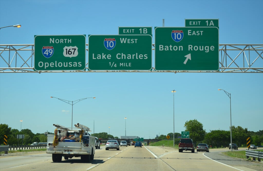 Photo of I-49 following U.S. 167 north from I-10/LA 182 to the city of Opelousas before taking separate alignments to Alexandria in 2014