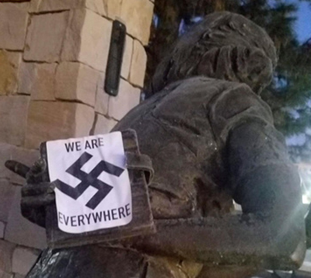 Idaho Anne Frank Memorial Defaced With Swastika Stickers