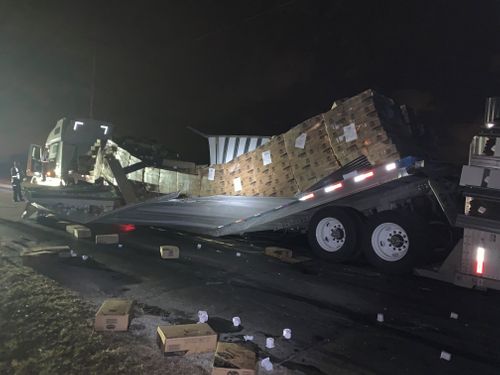 Semi Truck Roof, Sides Severed Off After Driver Goes Through Low Clearance Overpass