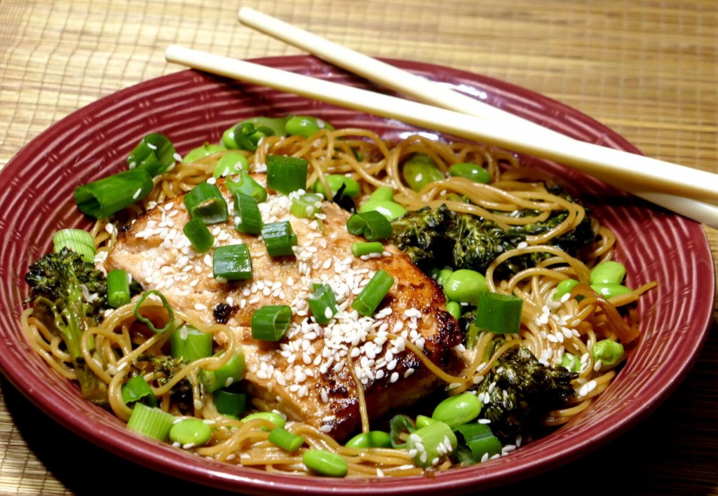 Quick Fix: Ginger Salmon With Steamed Noodle Stir Fry