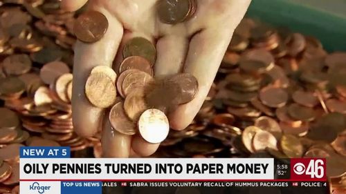 600 Pounds Of Oil Soaked Pennies Turned Into Cold, Hard Cash