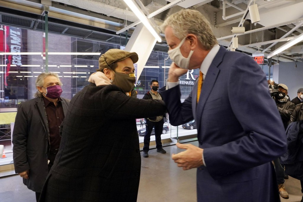 Lin Manuel Miranda, Mayor Open New Times Square Vaccine Site