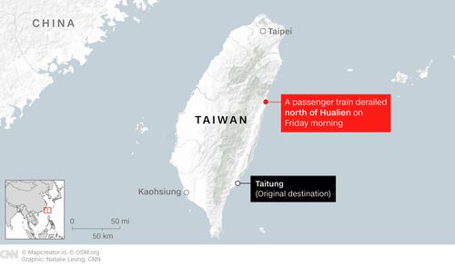 Passenger Train Carrying 490 Derails In Taiwan, Killing At Least 50 And Injuring Dozens