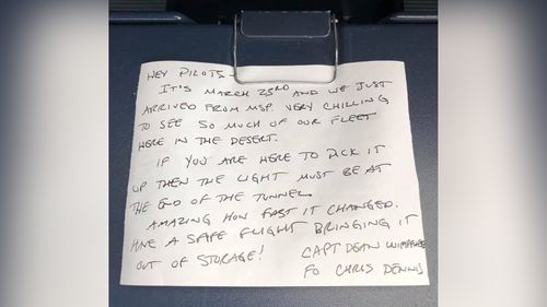 A Delta Pilot’s Pre Pandemic Message Is Found Tucked Away On A Plane Coming Out Of Storage