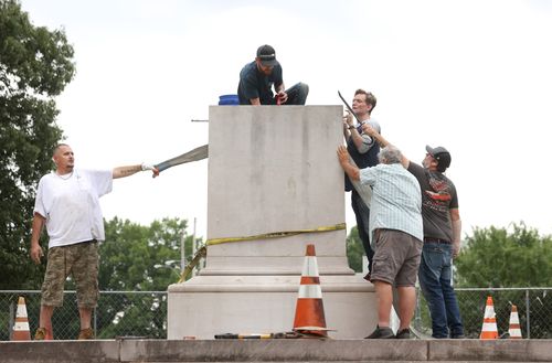 The Remains Of Confederate General Nathan Bedford Forrest And His Wife Are Being Removed From A Memphis Park