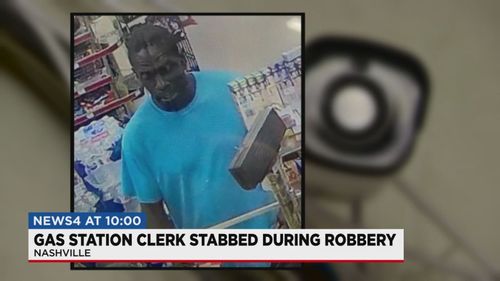 Surveillance Video Shows Robber Stab Nashville Clerk, Suspect Sought