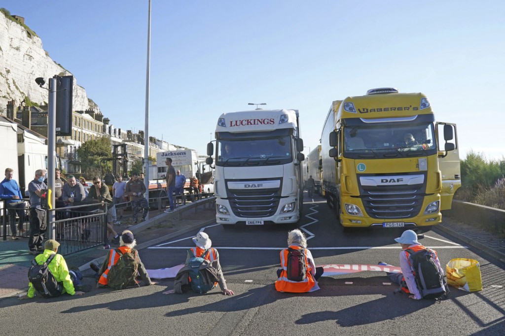 Uk Climate Activists Block Entrance To Dover Ferry Port