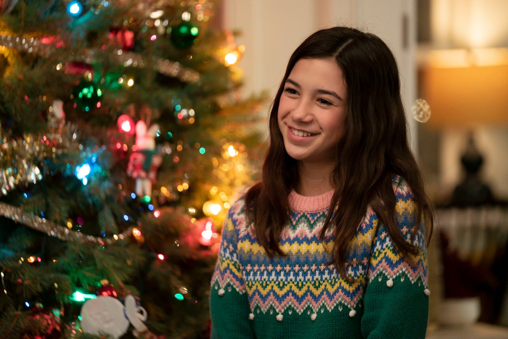 <p>This image released by Disney Channel shows Scarlett Estevez in a scene from "Christmas Again," a holiday film premiering Dec. 3 on Disney Channel. (Jean Whiteside/Disney Channel via AP)</p>