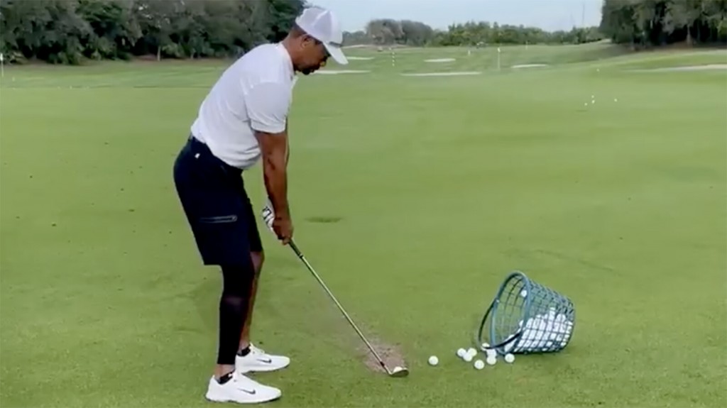 Tiger Woods Posts First Video Taking Practice Swings Since Car Accident In February