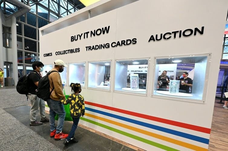 <p>Trading cards are on the rise again. <a class="source" href="https://www.gettyimages.com/detail/news-photo/guests-look-at-buy-it-now-display-with-collectibles-and-news-photo/1345383541?adppopup=true">Bryan Bedder/Getty Images for ReedPop</a></p>