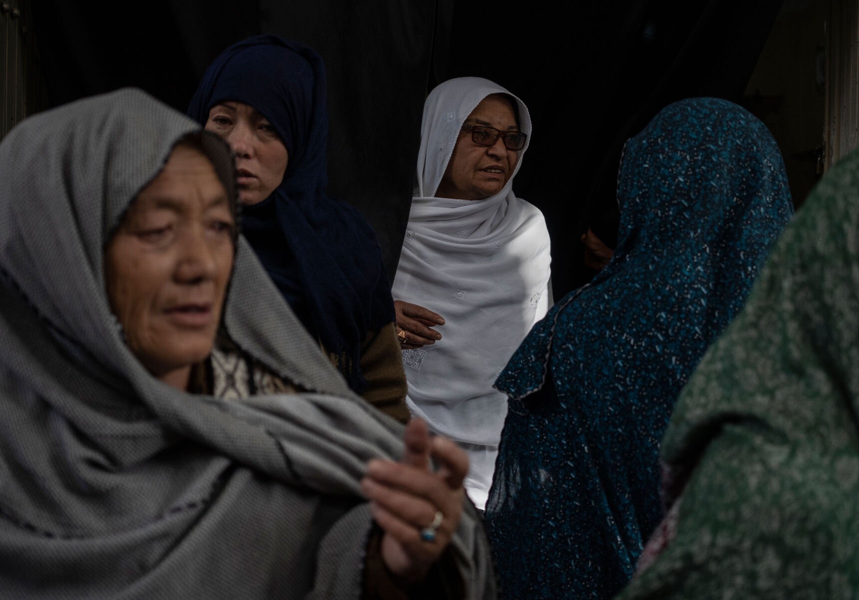 <p>Women leave a Shiite shrine in a predominantly Hazara neighborhood in Kabul, Afghanistan, on Nov. 9, 2021.</p>