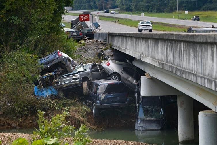 <p>Flash flooding swept away cars and damaged homes in Tennessee in August 2021. <a class="source" href="https://newsroom.ap.org/detail/APTOPIXTennesseeFlooding/a08385a9aa4b4d4c808424dda293414d/photo">AP Photo/John Amis</a></p>