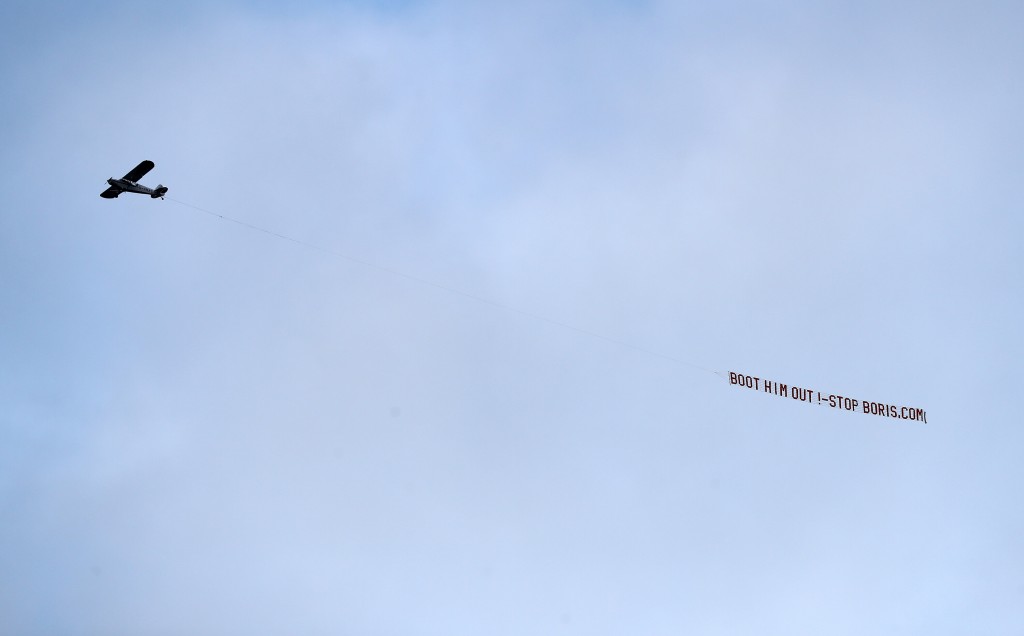 ‘stop Boris’: Banners Protesting Uk Pm Boris Johnson Flown Over Premier League Games