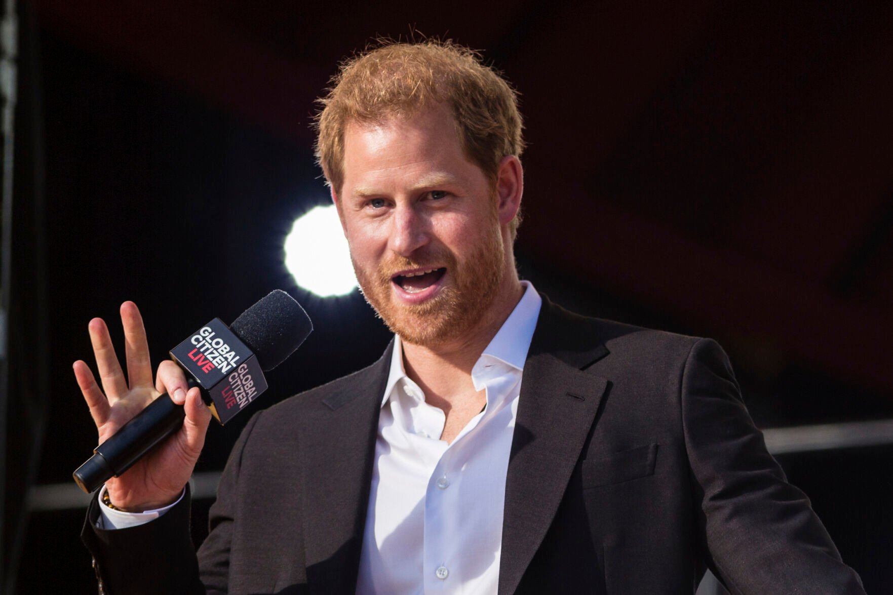 <p>Prince Harry, Duke of Sussex, speaks during the Global Citizen festival on Sept. 25, 2021, in New York.</p>