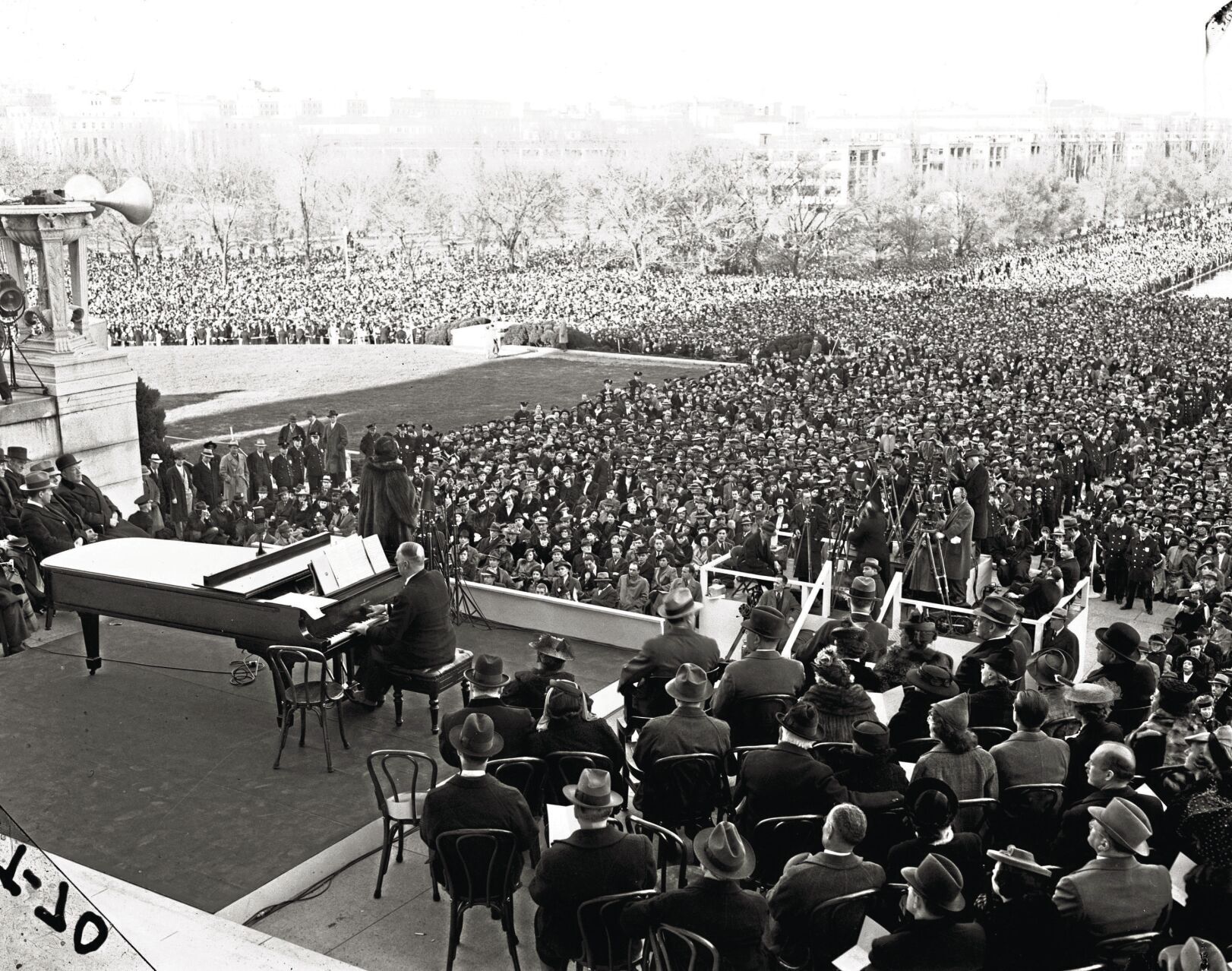 <p>Marian Anderson performs on the steps of the Lincoln Memorial in Washington, D.C., in 1939, after she was refused permission to perform in Constitution Hall. "American Masters: Marian Anderson" on PBS is a study of the artist and civil rights advocate’s life, career and legacy.</p>