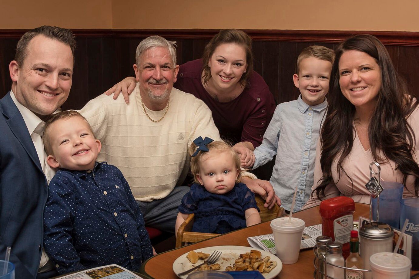<p>FILE - This photo provided by the family shows from left, David Bennett Jr., Preston Bennett, David Bennett Sr., Gillian Bennett, Nicole (Bennett) McCray, Sawyer Bennett, Kristi Bennett in 2019. </p>