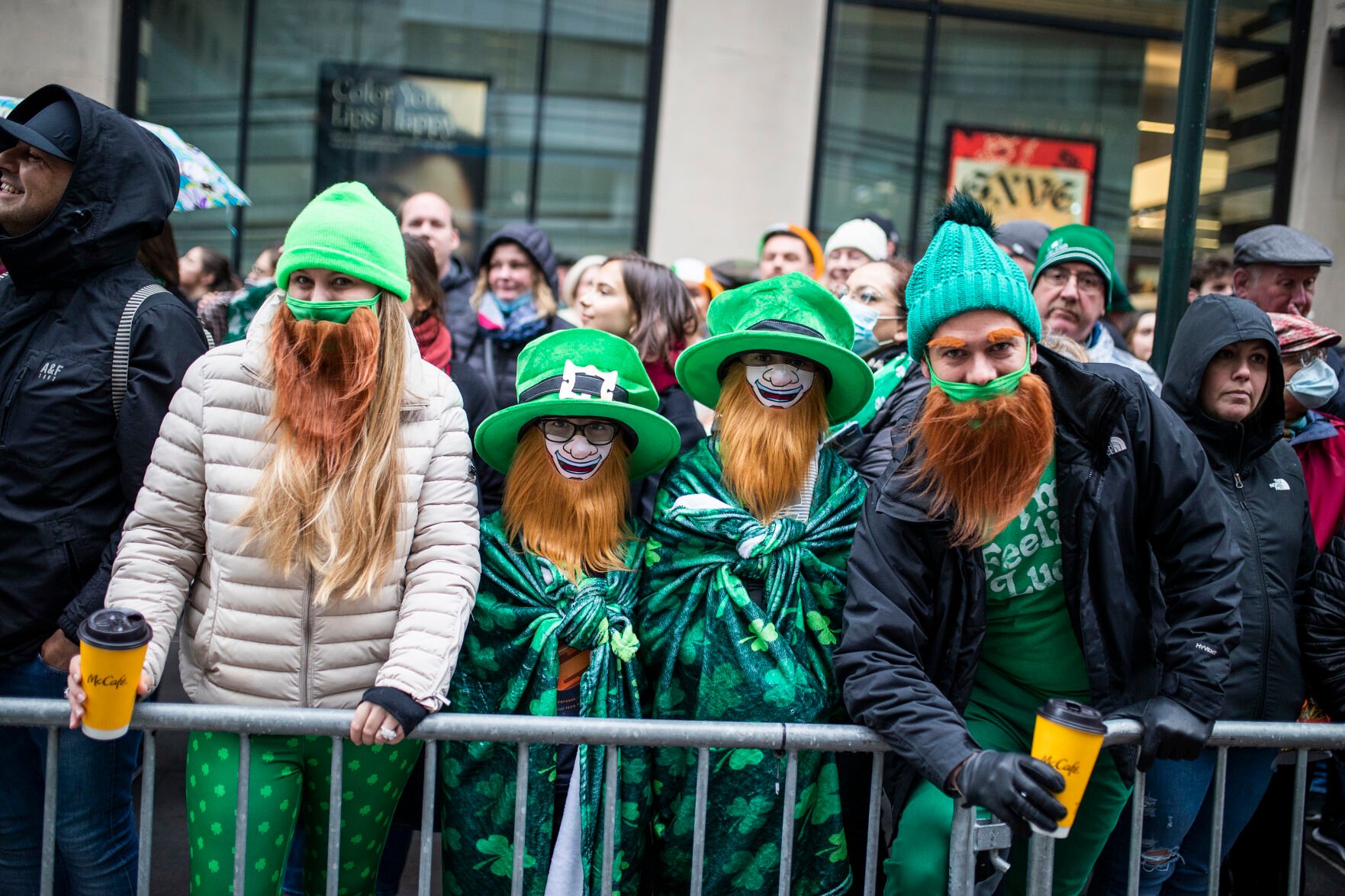 <p>People watch the St. Patrick's Day Parade on Fifth Avenue, Thursday, March 17, 2022, in New York. St. Patrick's Day celebrations across the country are back after a two-year hiatus, including the nation's largest in New York City, in a sign of growing hope that the worst of the coronavirus pandemic may be over.</p>