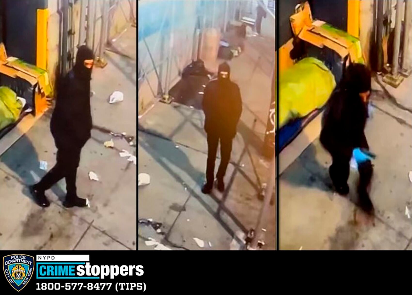 <p>These images taken from surveillance video and provided by the New York Police Department show a man suspected of shooting two homeless people on Saturday, March 12, 2022 in New York. </p>