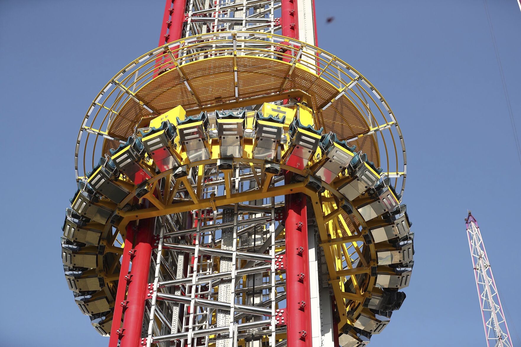<p>The Orlando Free Fall drop tower in ICON Park in Orlando is pictured on Monday, March 28, 2022. Tyre Sampson, 14, was killed when he fell from the ride late Thursday evening.</p>