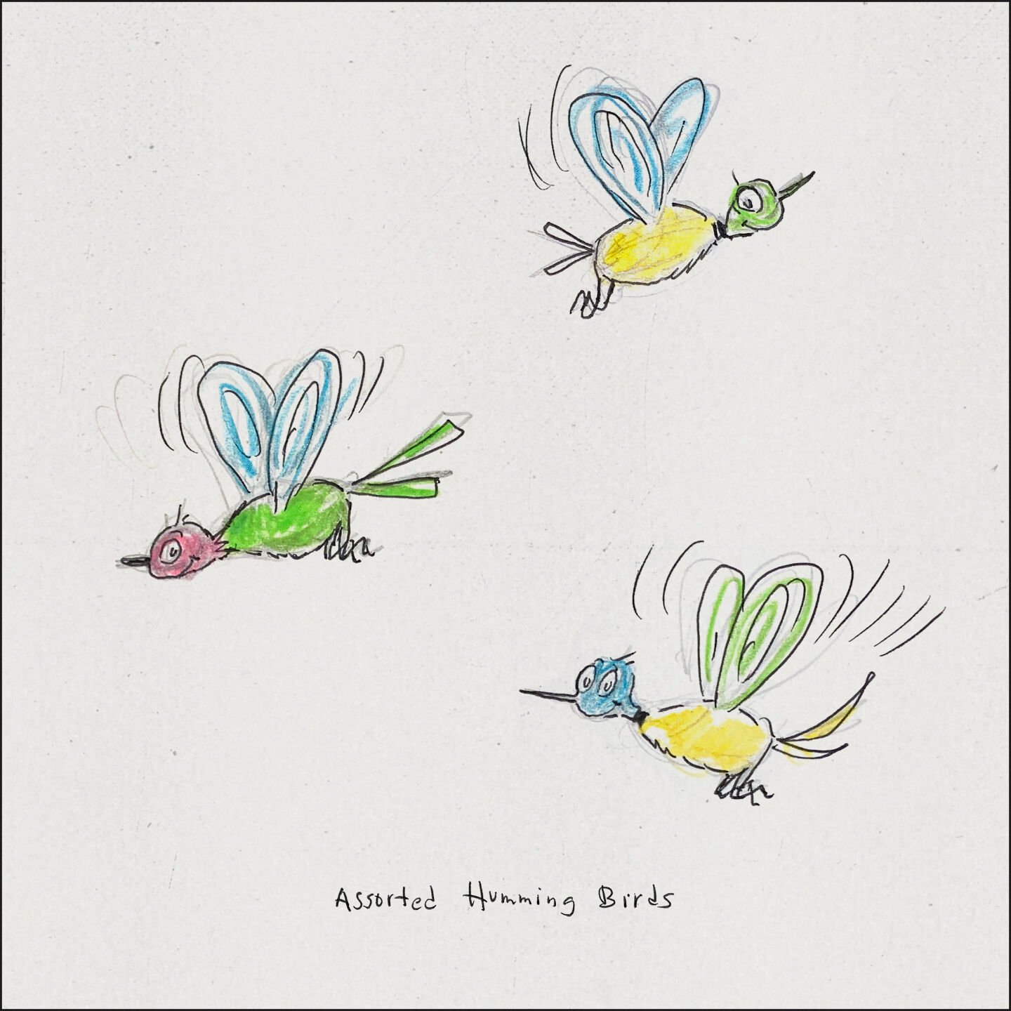 <p>In this image provided by Dr. Seuss Enterprises, a sketch by Dr. Seuss, whose real name was Theodor Seuss Geisel, shows a series of colorful hummingbirds with pointy noses. </p>