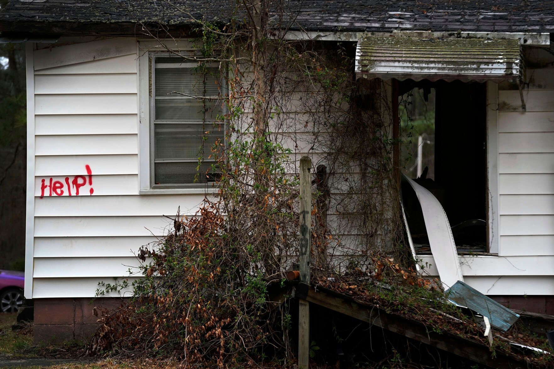 <p>An abandoned home sits in Princeville, N.C., Thursday, March 10, 2022. Historical flooding has left the vulnerable community next to the Tar River fearful of the next hurricane, while many areas of the community are still damaged from previous floods. </p>