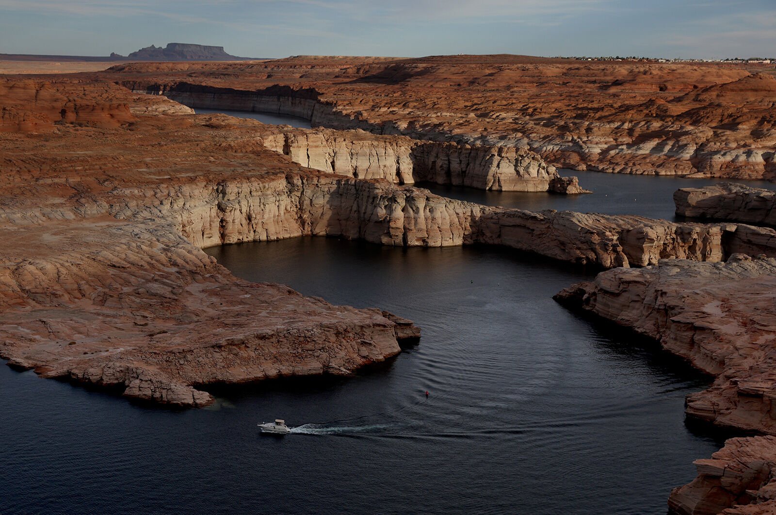 <p>Lake Powell on March 27 near Page, Arizona. The reservoir was at 25 percent of capacity, a historic low.</p>