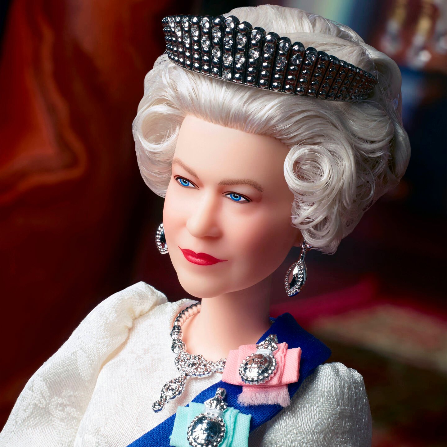 <p>This undated photo provided by Mattel shows a closeup of Mattel's new Queen Elizabeth II Barbie doll. </p>