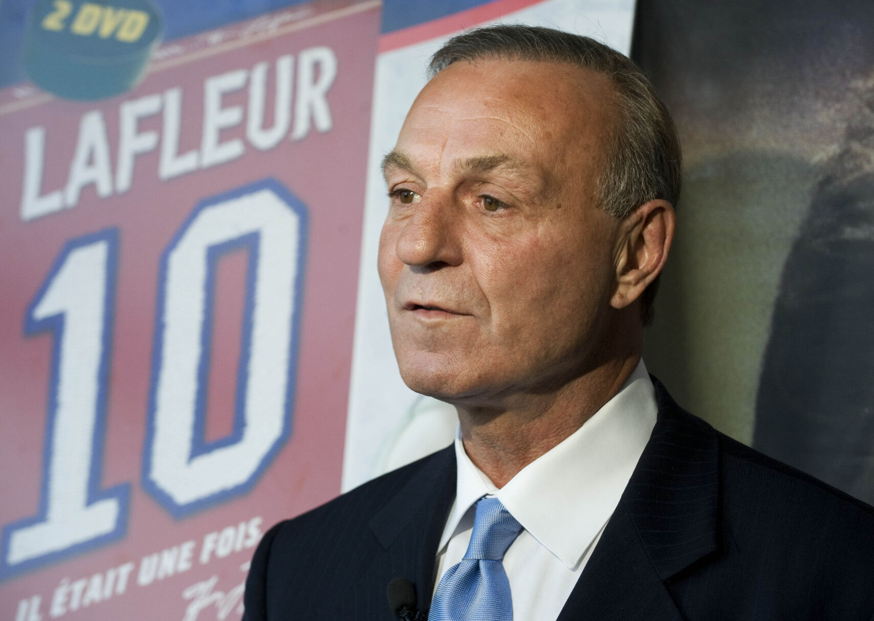 <p>FILE -Hockey legend Guy Lafleur speaks to the media at the official launch of a DVD on his life "IL Etait Une Fois...Guy Lafleur" in Montreal, Monday, Nov. 2, 2009. </p>