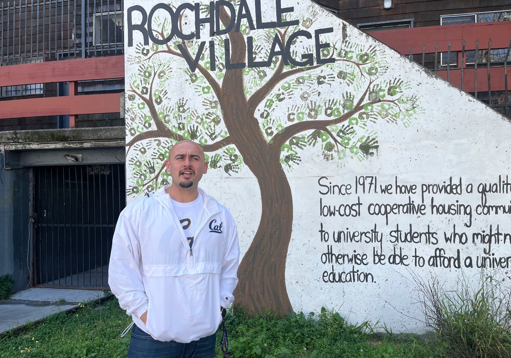 <p>Jonathan Dena, 29, transfer student and senior at University of California, Berkeley poses outside the Rochdale Village Apartments where lives on March 17, 2022. </p>