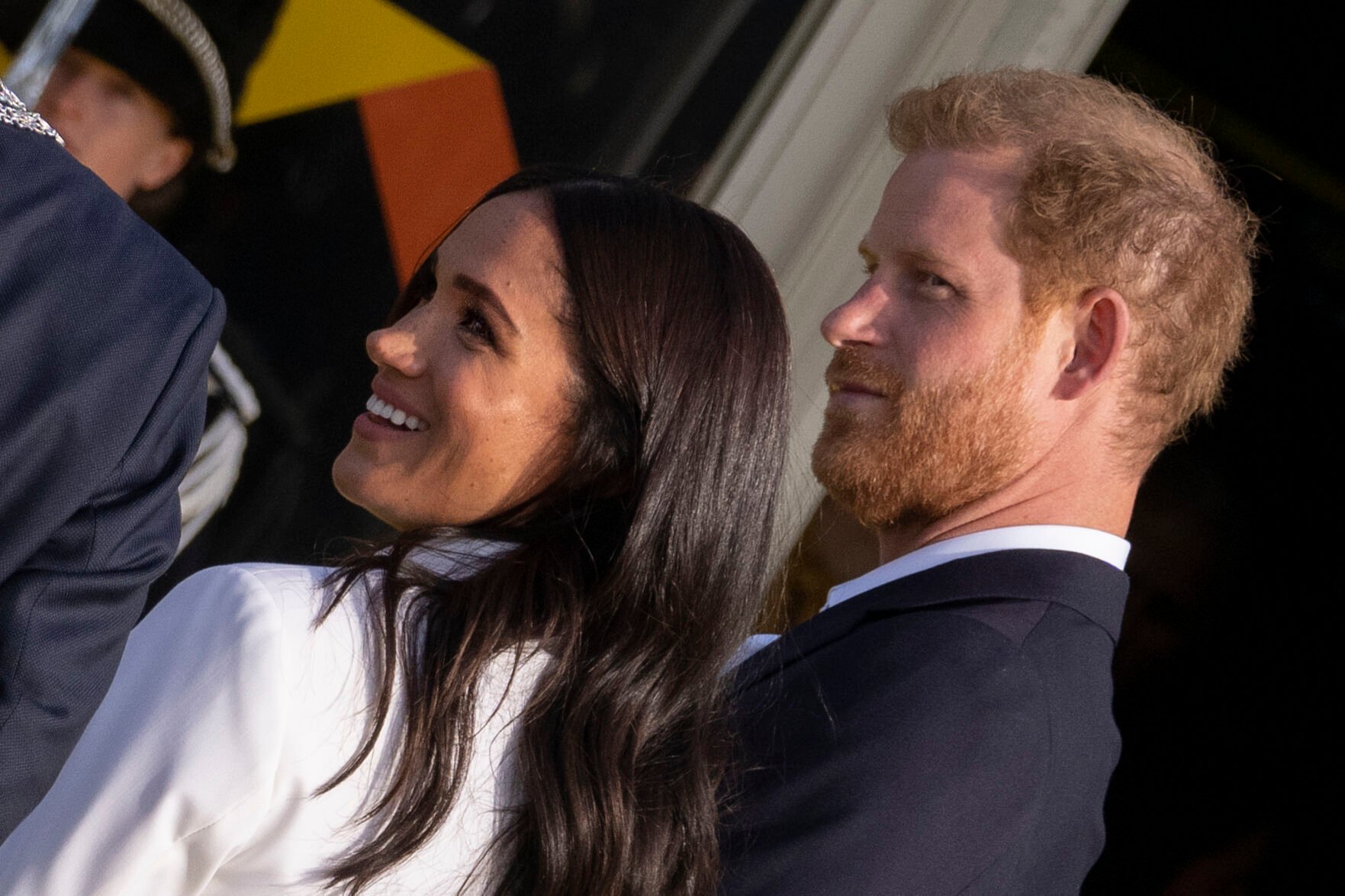 <p>Prince Harry and Meghan Markle, Duke and Duchess of Sussex, arrive at the Invictus Games venue in The Hague, Netherlands, Friday, April 15, 2022. </p>