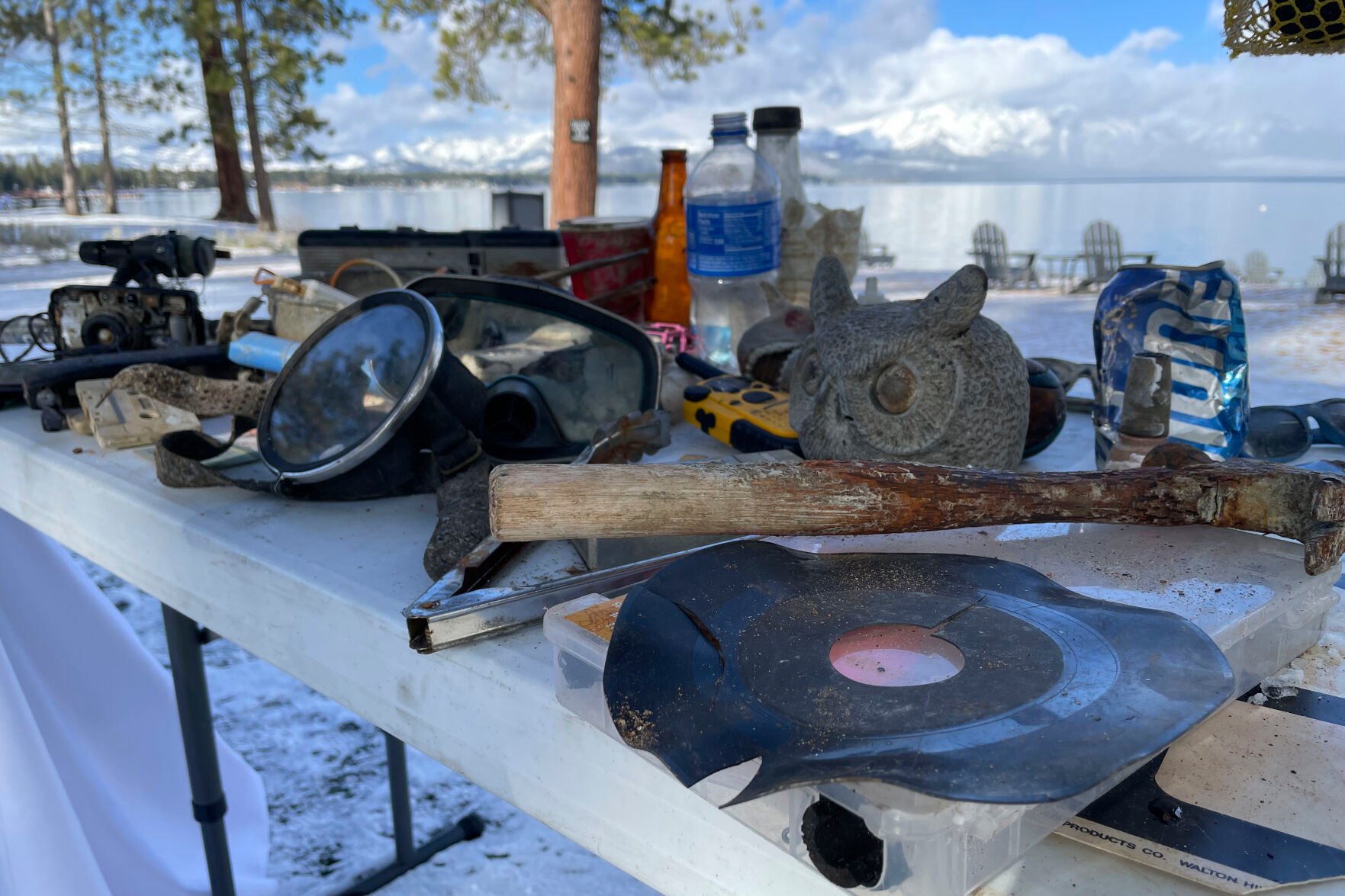 <p>Debris and garbage collected during the year-long Lake Tahoe cleanup is displayed in Stateline, Nev., Tuesday, May 10, 2022. </p>