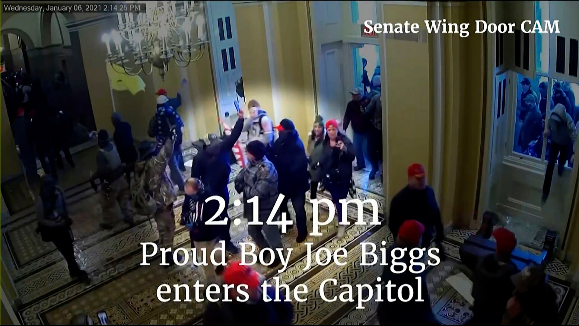 <p>This image from video from a police worn body camera from the Jan. 6 riot at the U.S. Capitol, was played as a committee exhibit as the House select committee investigating the the Jan. 6 attack on the U.S. Capitol, held a hearing Thursday, June 9, 2022, on Capitol Hill in Washington. </p>