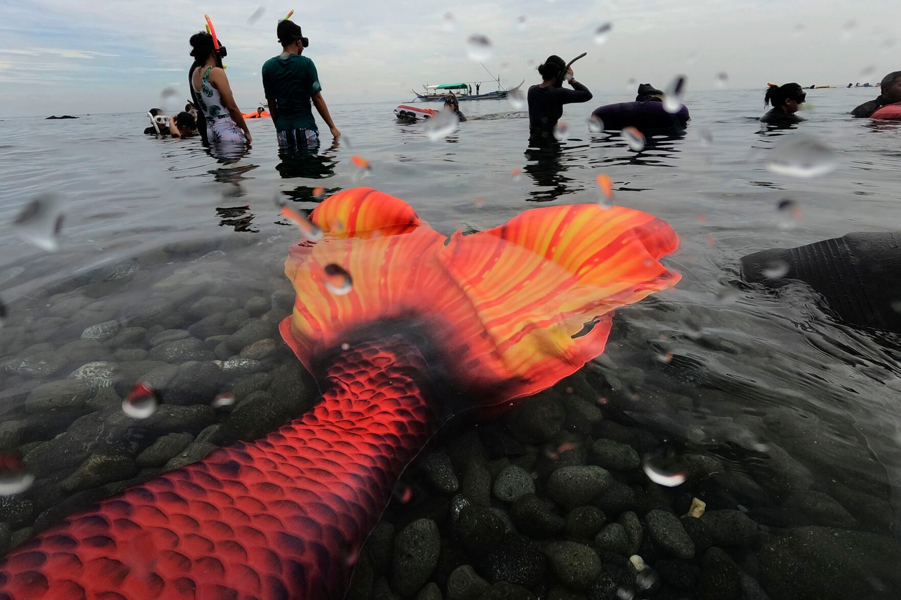 <p>The mermaid tail of Queen Pangke Tabora rests as a freediving class is conducted at the Ocean Camp in Mabini, Batangas province, Philippines on Sunday, May 22, 2022. </p>