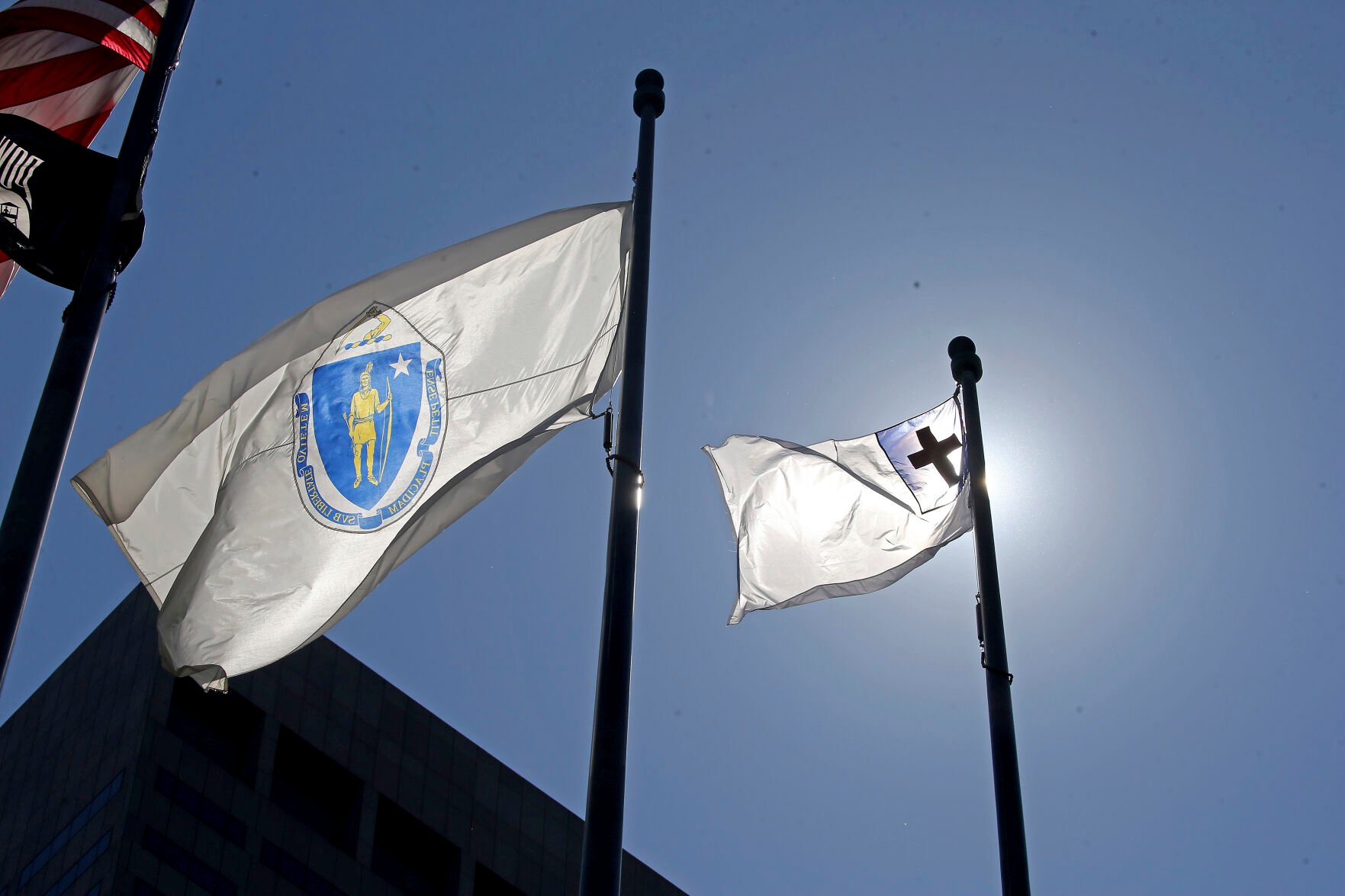 <p>The Christian Flag is raised at City Hall Plaza Wednesday, Aug. 3, 2022 in Boston. </p>