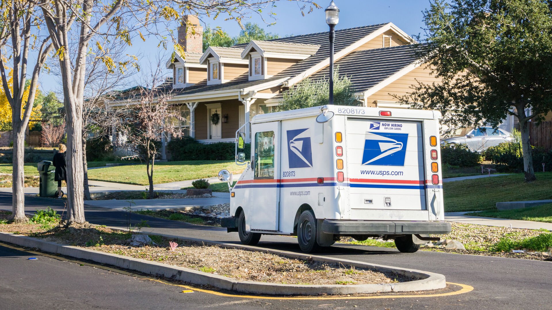 <p>A USPS vehicle is seen here in a neighborhood in California, which in 2021 topped the list of states for dog attacks on postal workers.</p>