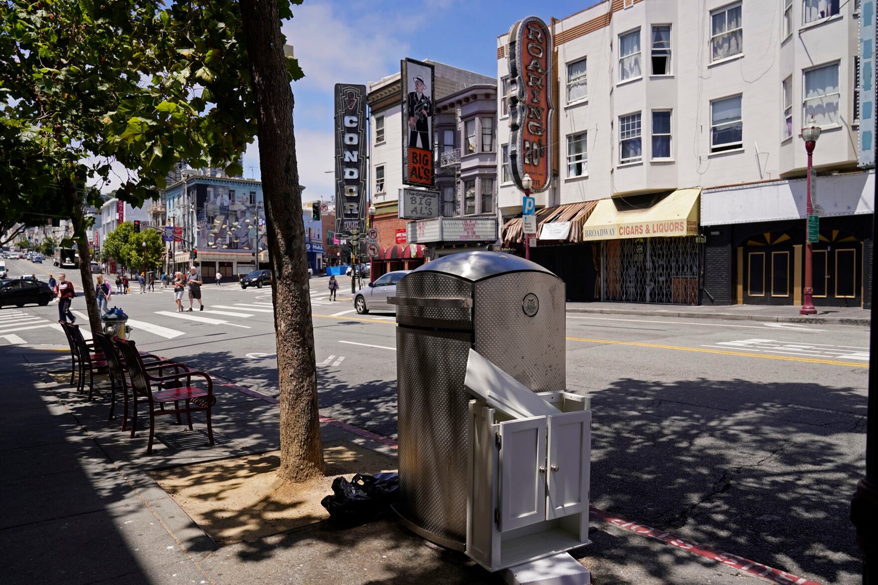 <p>A prototype trash can called Soft Square is seen on Broadway Street in the North Beach area of San Francisco on July 26, 2022. What takes years to make and costs more than ,000? A trash can in San Francisco. The pricey, boxy bin is one of three custom-made trash cans the city is testing this summer as part of its yearslong search for another tool to fight its battle against dirty streets. (AP Photo/Eric Risberg)</p>