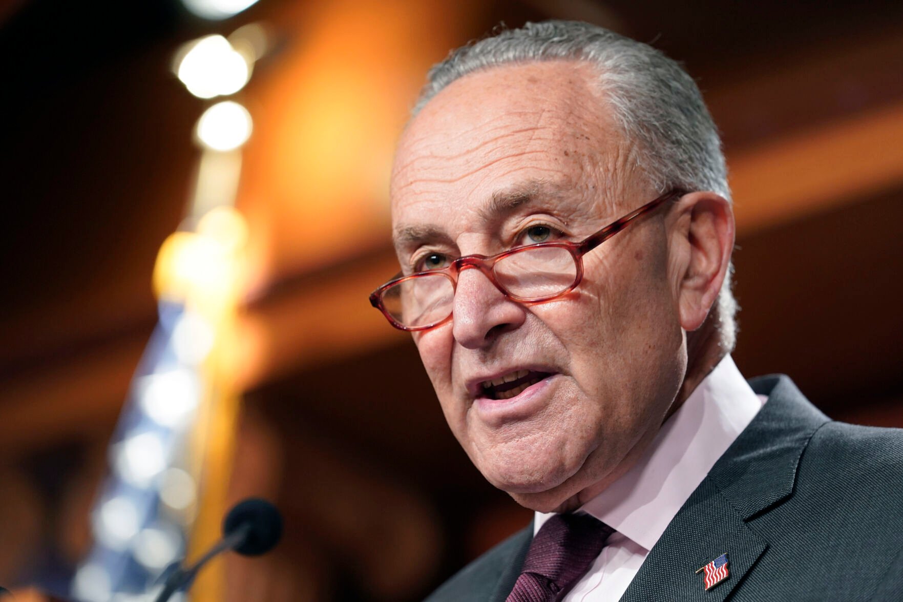 <p>FILE - Senate Majority Leader Chuck Schumer of N.Y., speaks during a news conference Friday, Aug. 5, 2022, at the Capitol Hill in Washington. </p>