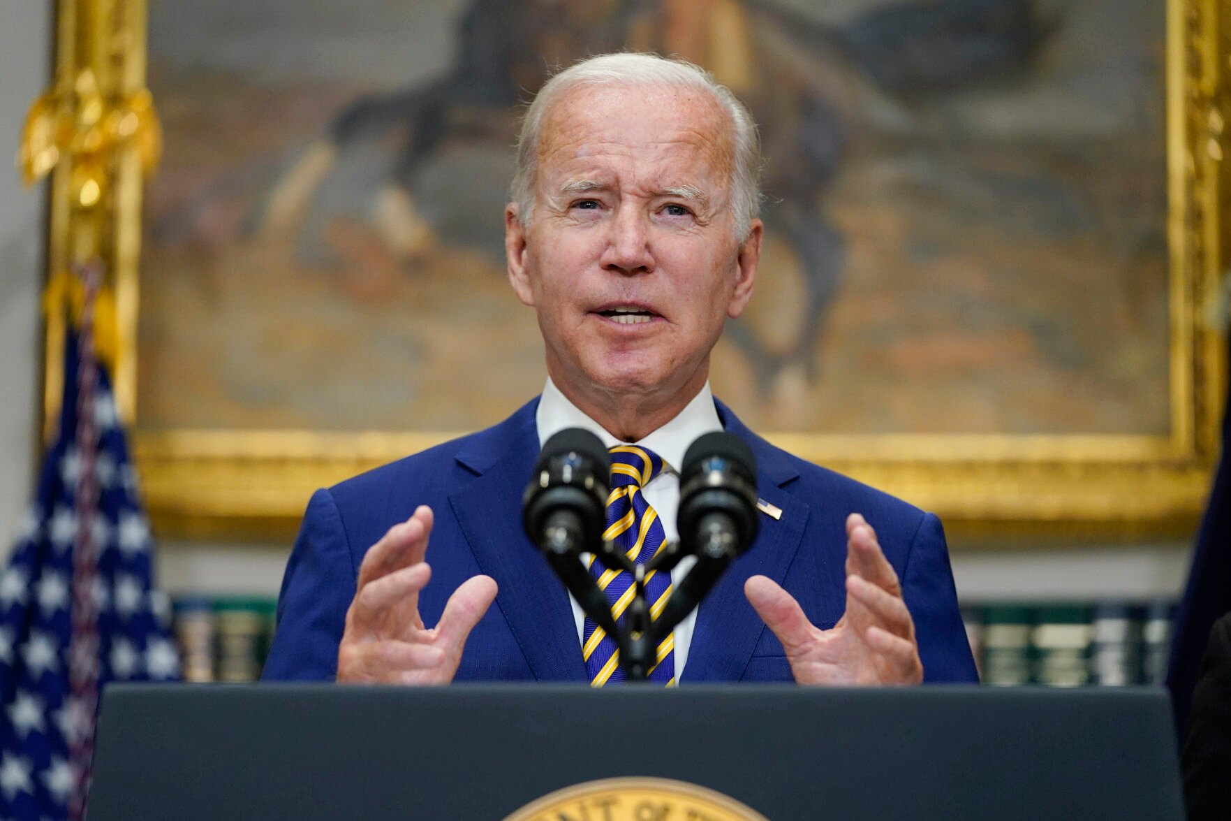 <p>President Joe Biden speaks about student loan debt forgiveness in the Roosevelt Room of the White House, Wednesday, Aug. 24, 2022, in Washington. </p>