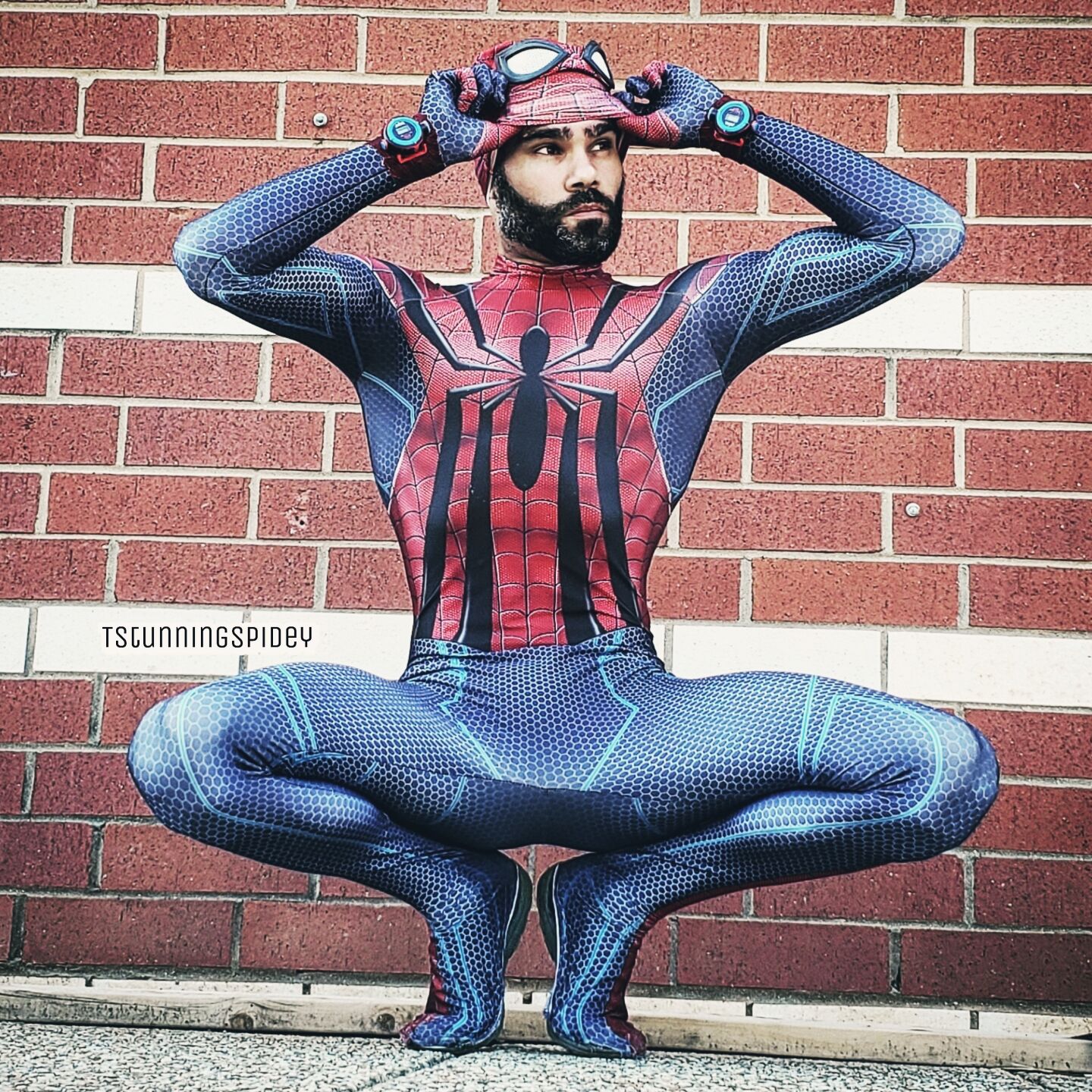<p>In these undated photos provided by Tyler Scott Hoover, a professional Spider-Man cosplayer and model, Hoover is pictured in the classic costume of the Marvel comic superhero.</p>