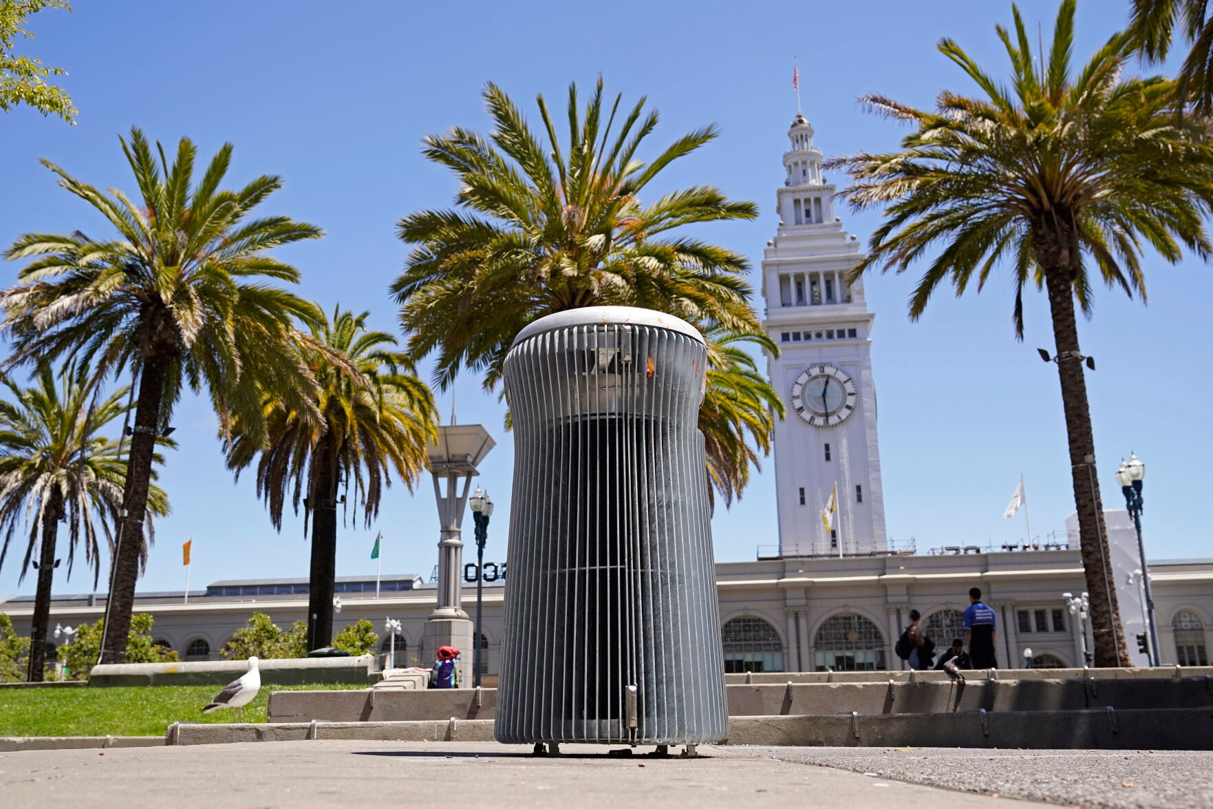 <p>A prototype trash can called Salt and Pepper is seen near the Embarcadero and Ferry Building in San Francisco on July 26, 2022. What takes years to make and costs more than ,000? A trash can in San Francisco. The pricey, boxy bin is one of three custom-made trash cans the city is testing this summer as part of its yearslong search for another tool to fight its battle against dirty streets. (AP Photo/Eric Risberg)</p>