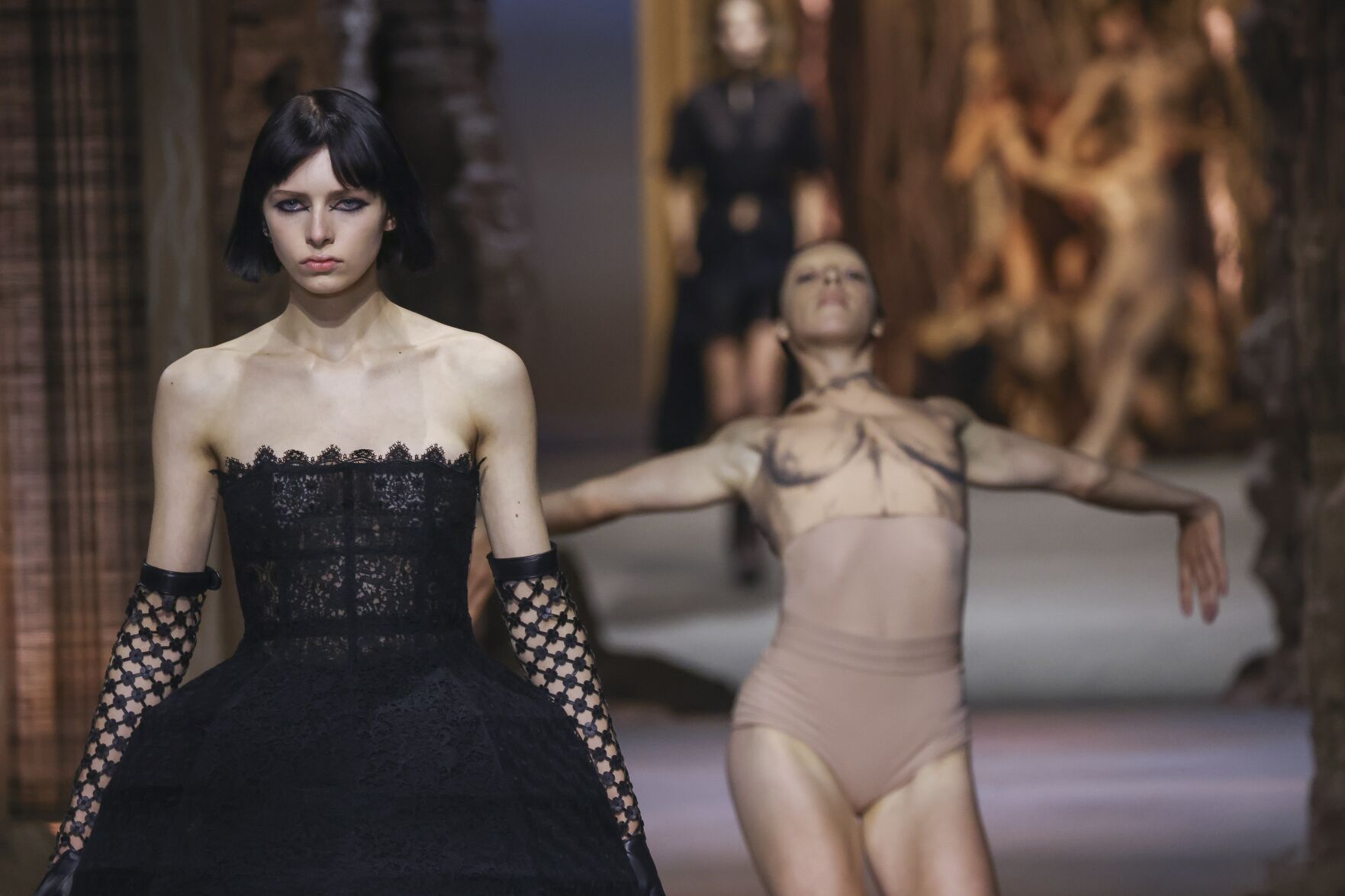 <p>A model wears a creation for the Dior Spring/Summer 2023 fashion collection presented Tuesday, Sept. 27, 2022 in Paris. (Photo by Vianney Le Caer/Invision/AP)</p>