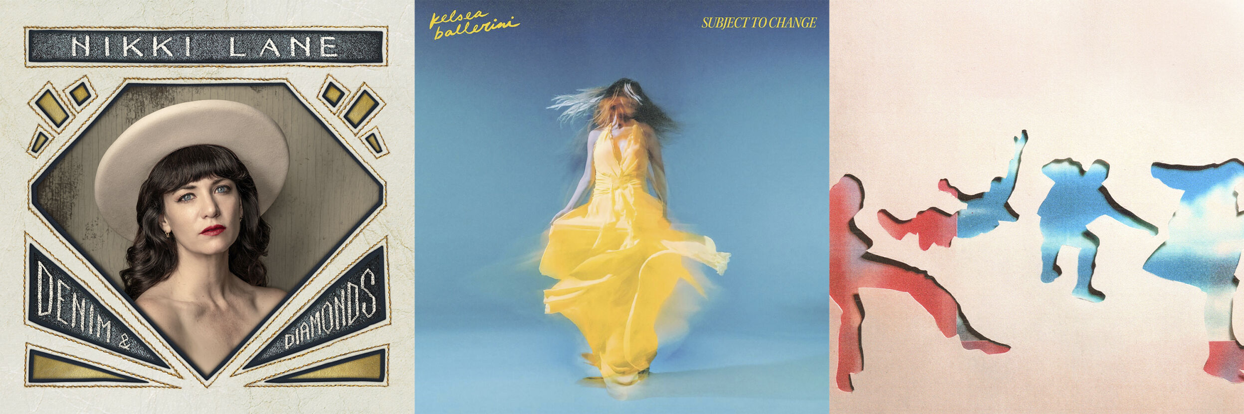 <p>This combination of album cover shows “Denim & Diamonds” by Nashville singer and songwriter Nikki Lane, from left, “Subject to Change" by Kelsea Ballerini and "5SOS5” the fifth album by 5 Seconds of Summer. (New West Records/Black River Entertainment/BMG via AP)</p>