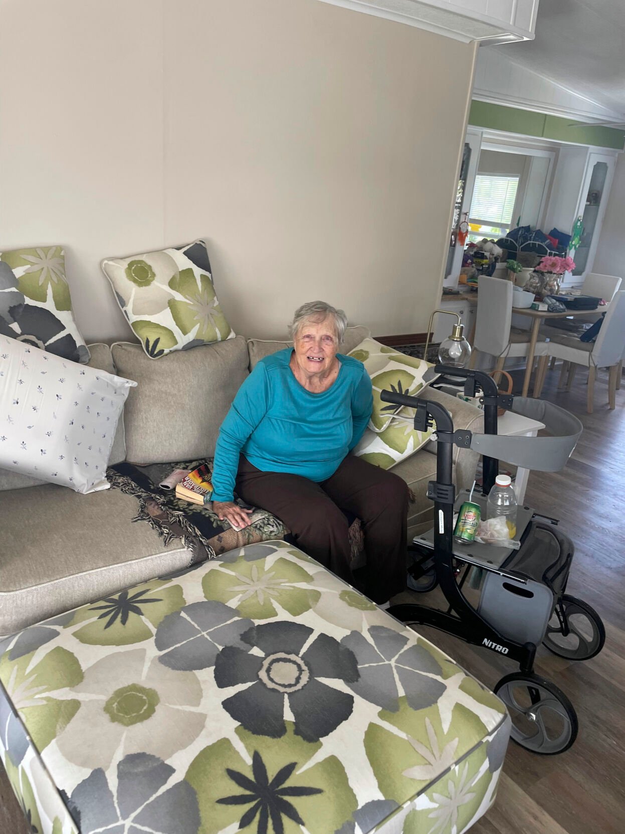 <p>In this photo provided by Cheynne Prevatt, Shirley Affolter is found safe and dry at her home in Englewood, Fla., by Good Samaritan Prevatt, Thursday, Sept. 29, 2022. </p>