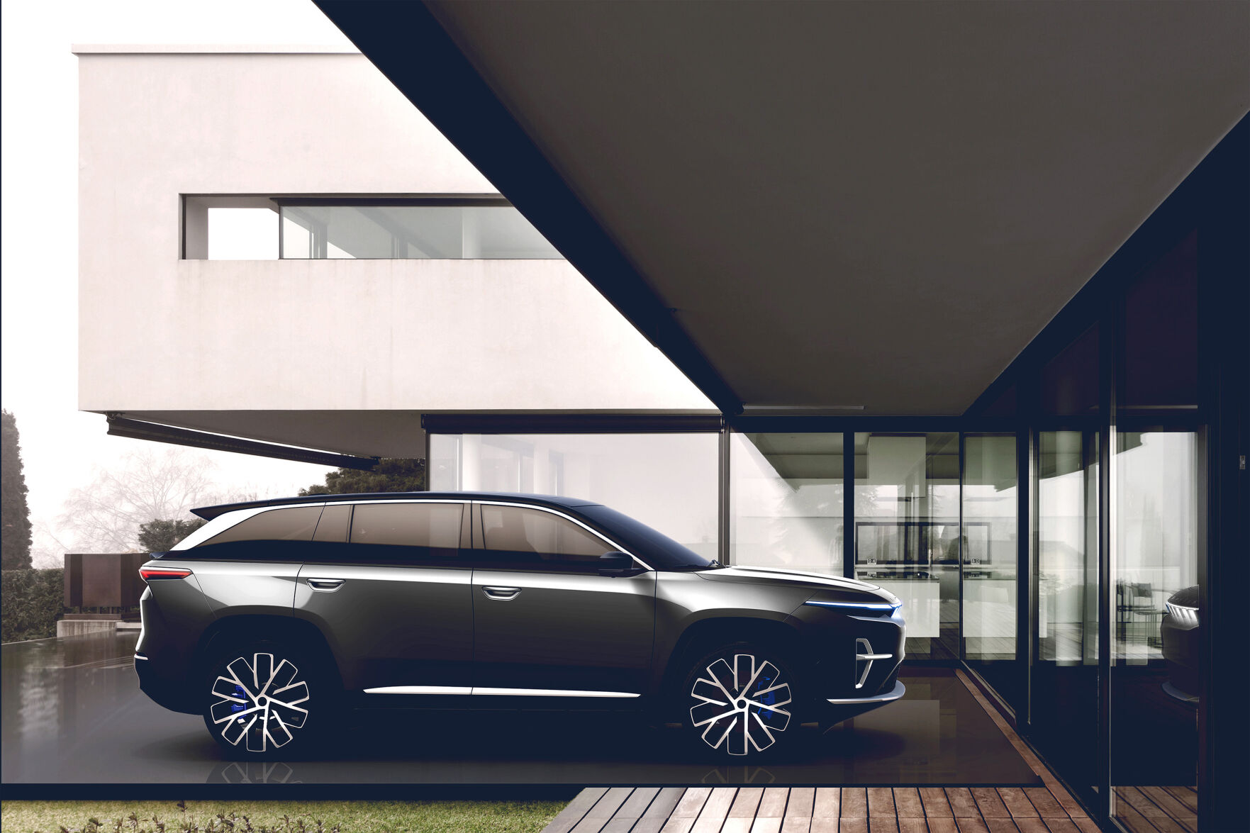 <p>This photo provided by Stellantis shows the all-electric Wagoneer S. Jeep will start selling two fully electric SUVs in North America and another one in Europe over the next two years. </p>