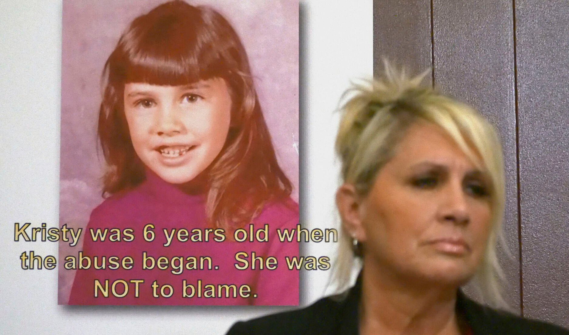 <p>FILE - Kristy Johnson speaks during a news conference June 28, 2018, in Salt lake City. Johnson, a California woman suing her father for sexual abuse that occurred during her childhood, says Mormon church leaders allowed the sexual assault to continue by failing to report it to police. Johnson said that her now-deceased mother told local church leaders about the abuse multiple times during the 1960-1970s. (AP Photo/Rick Bowmer, File)</p>