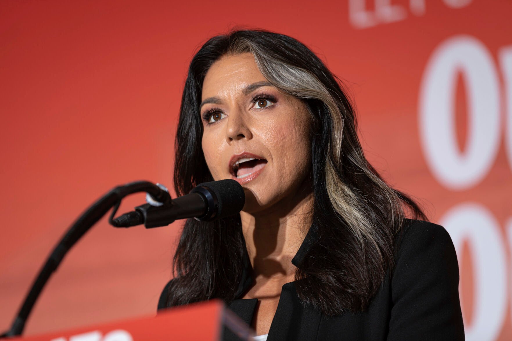 <p>Tulsi Gabbard, here speaking at a rally on June 23, in Washington, says she's leaving the Democratic Party. Gabbard sought the Democratic nomination in 2020.</p>