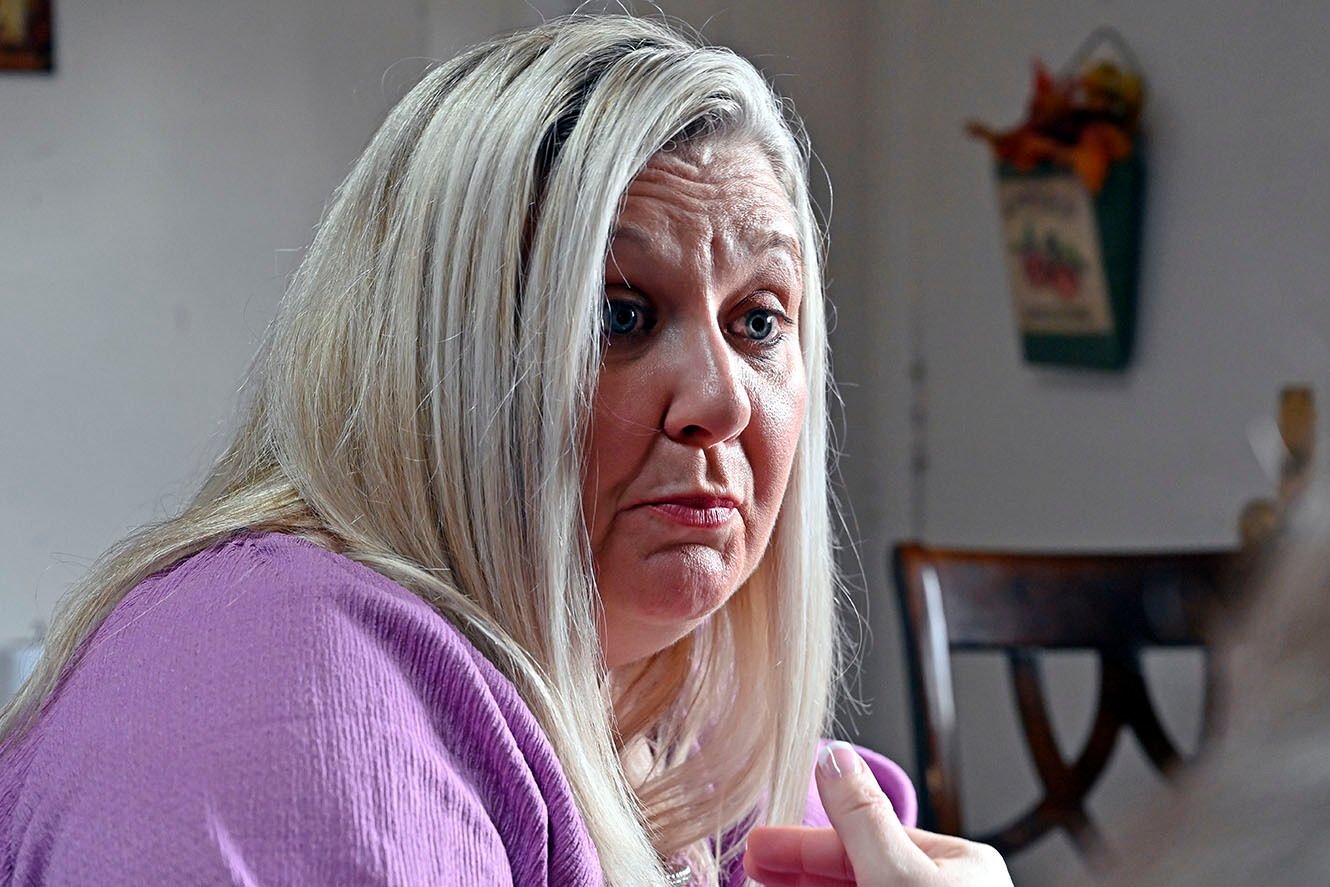 <p>Chastity Murry talks about how she and her husband, Dante Murry, deal with their struggles with mental illness in Elizabethtown, Ky., Thursday, July 7, 2022. “I can always tell when he’s having a bad day. He can always tell when I’m having a bad day,” says Chastity. “If I’m acting a little off or something, he’ll ask me: Have you taken your meds today? But I don’t get offended because I know he’s got my best interest in mind.” (AP Photo/Timothy D. Easley)</p>